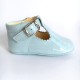 TI280 Pale Blue Patent T-Bar Pram Shoe