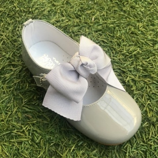 4923 Grey Patent Bow Mary Jane