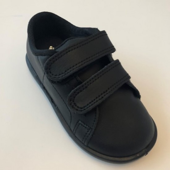 26300 Xiquets Black Leather Velcro Pump 