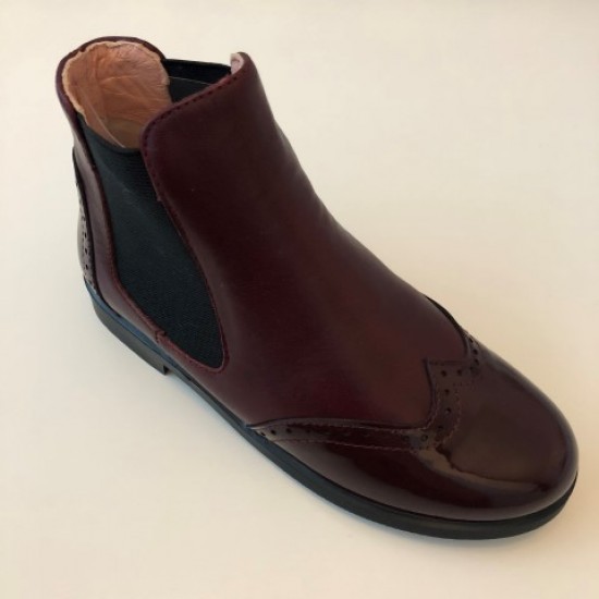 A-2644 Burgundy Leather and Patent Chelsea Boot