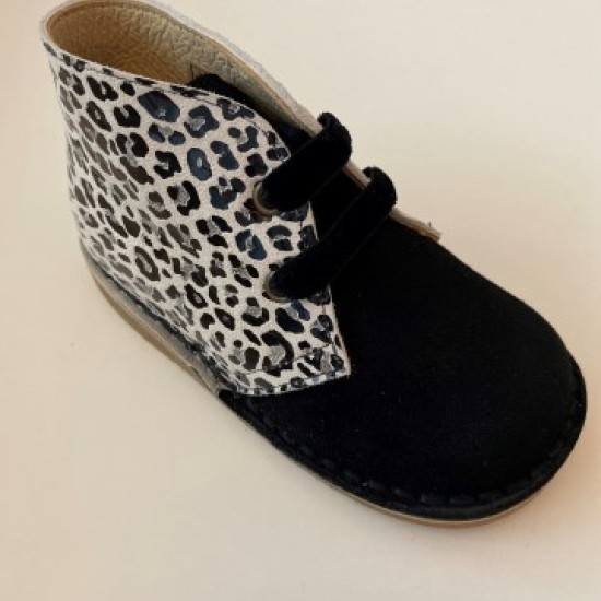 145 Nens Black Suede and Zebra print Desert Boots