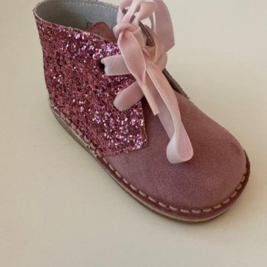 145 Nens Pink Suede and Glitter Desert Boots