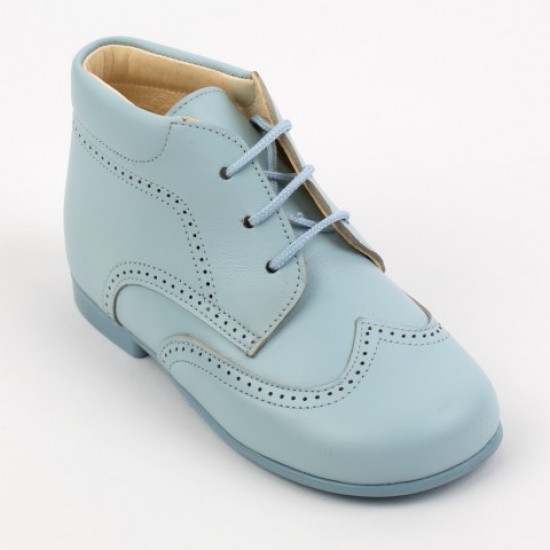 TI132 Pale Blue Leather Lace up Brogue Boot