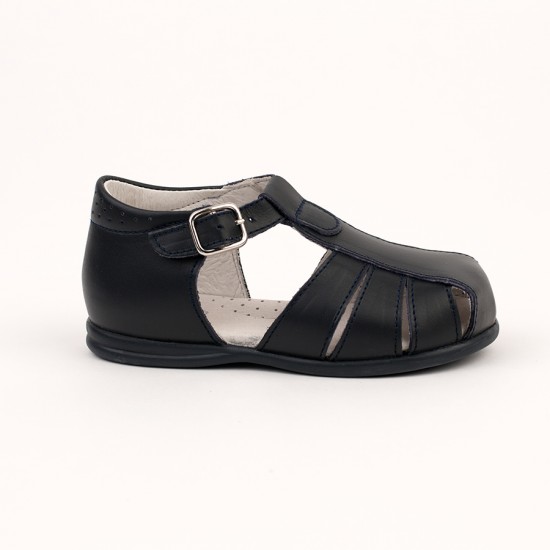 105-E Nens Navy Leather Spider Sandal 