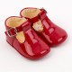 TI280 Red Patent T-Bar Pram Shoe