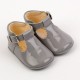 TI280 Grey Patent T-Bar Pram Shoe