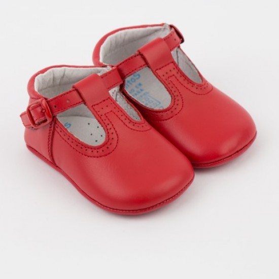 247 Red Leather T-Bar Pram Shoe