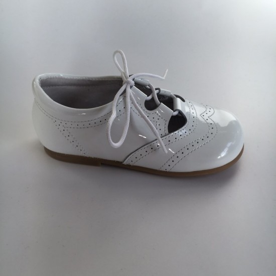 370005 White Patent Lace up Shoe