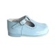 184-E Nens Pale Blue Patent T-Bar Shoe